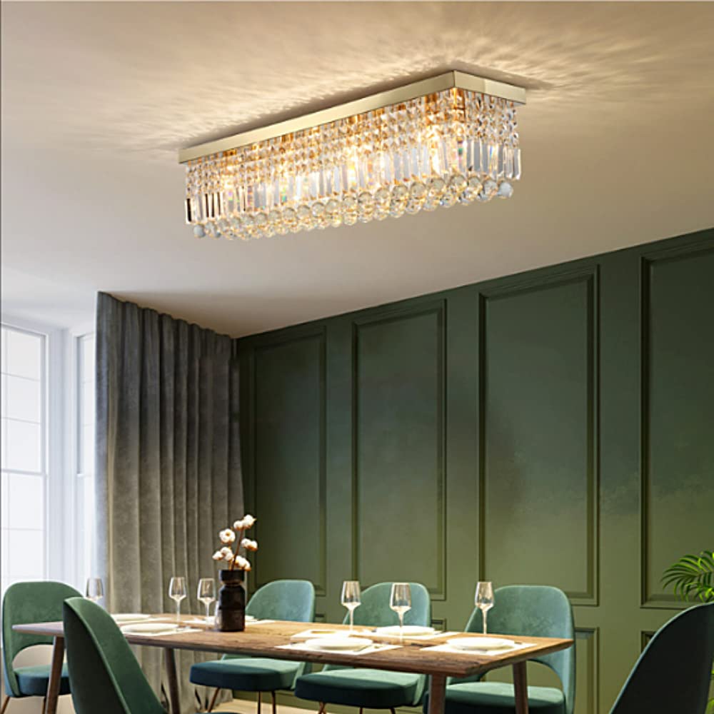7PM Modern Rectangular Chandelier, Gold, L31.5' x W10' x H10